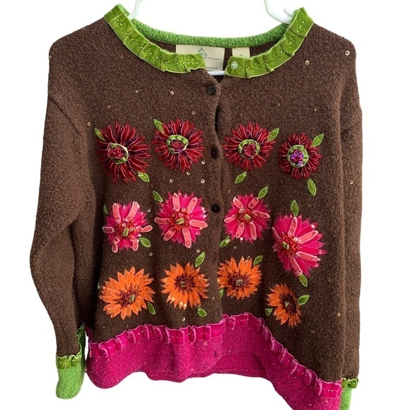 Design Options by Philip & Jane Gordon Cardigan Sweater Size XL Floral - Picture 1 of 6